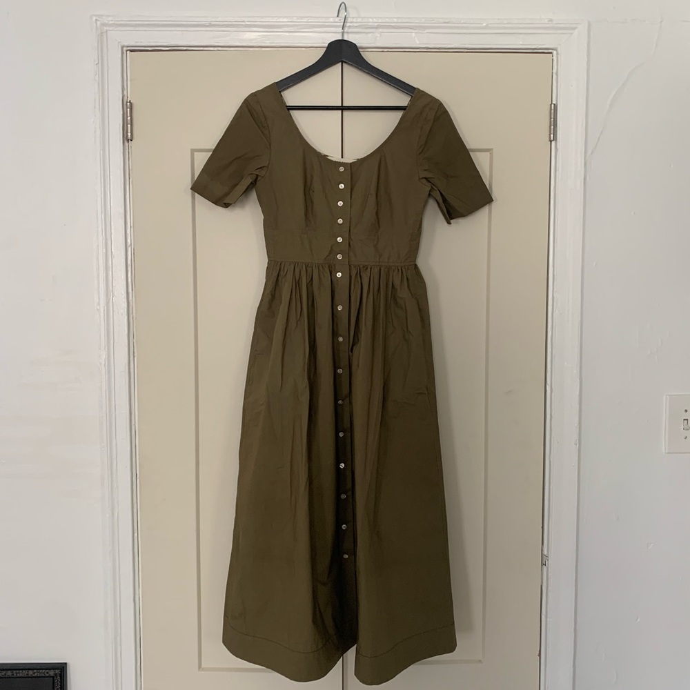 Caron Callahan Indira Dress in Khaki Poplin